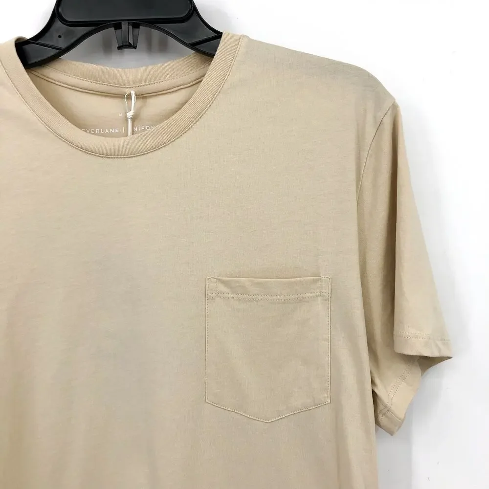 EVERLANE Uniform Men's Organic Cotton Pocket Tee Medium Tan Plain Khaki NWT - Picture 6 of 13